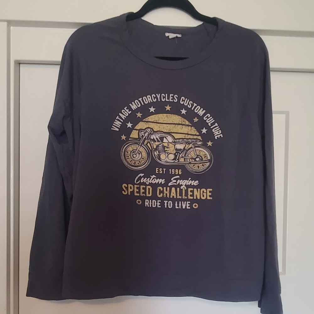Large motorcycle graphic sweatshirt